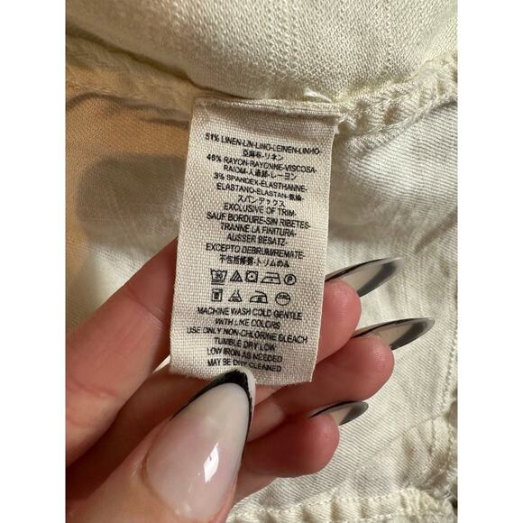 Free People Femme Ivory Linen Jacket Draped Buckle Side Raw Hem Size Medium - Picture 6 of 6